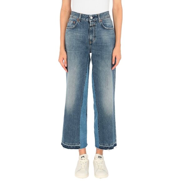 Closed Denim - CLOSED Glow Cropped Denim High Waisted Patchwork Jeans 25